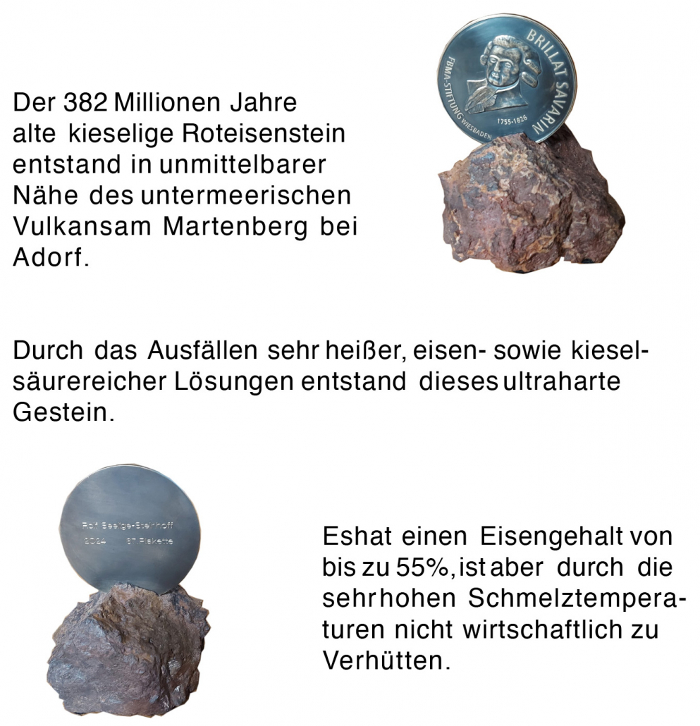 Beschreibung des Steinsockels der Brillat-Savarin-Plakette